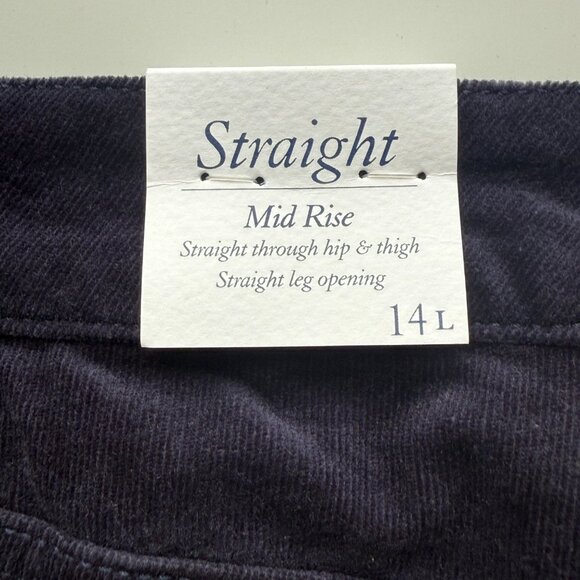 Croft & Barrow Womens Mid Rise Straight Corduroy Pants 14L Tummy Control Navy - Picture 5 of 7